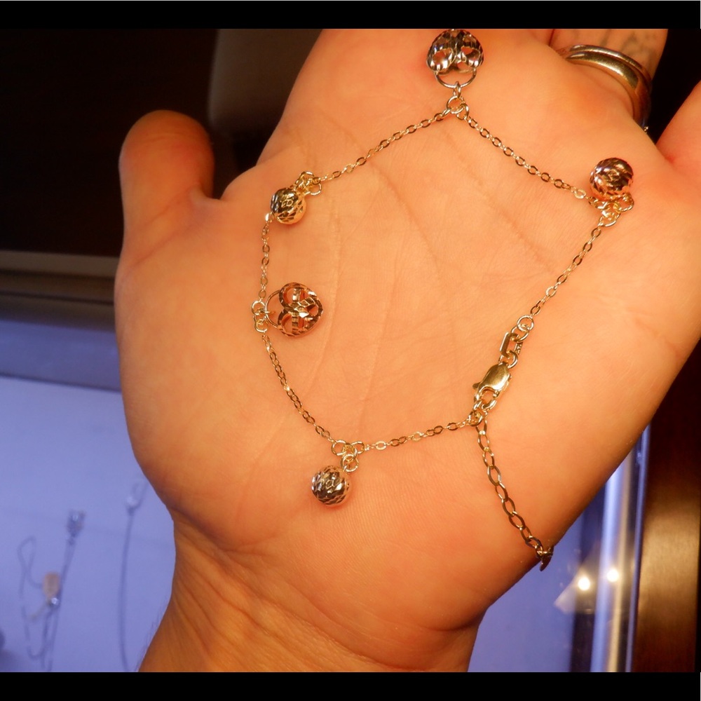 New 14k gold tricolor bracelet with charms